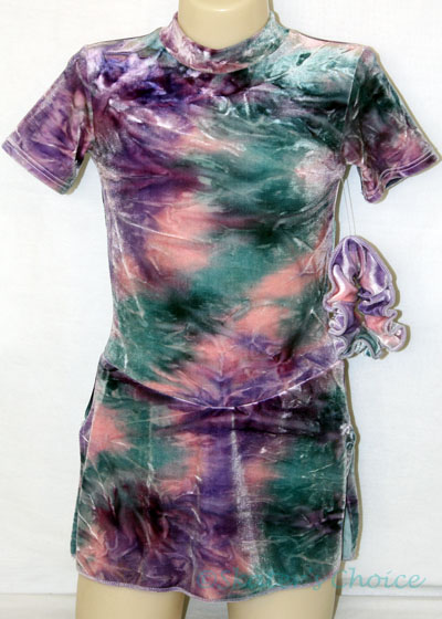 Consignment Lavender Turquoise Tye Dye Print Dress Child 6X-7 - Click Image to Close