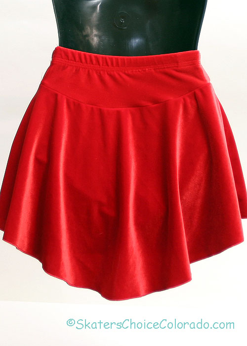 Consignment Red Velour Skating Skirt Red Lycra Star Child 14 - Click Image to Close