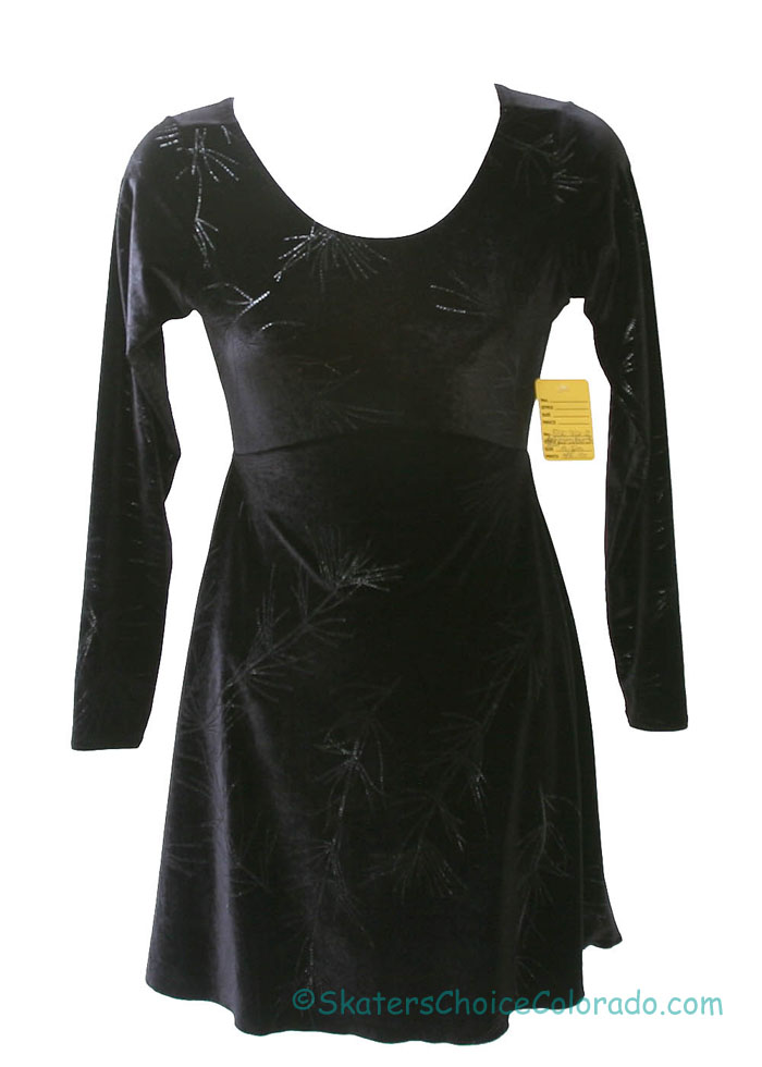 Consignment Avenues Black LS Velour Dress Metallic Tone Adult S - Click Image to Close
