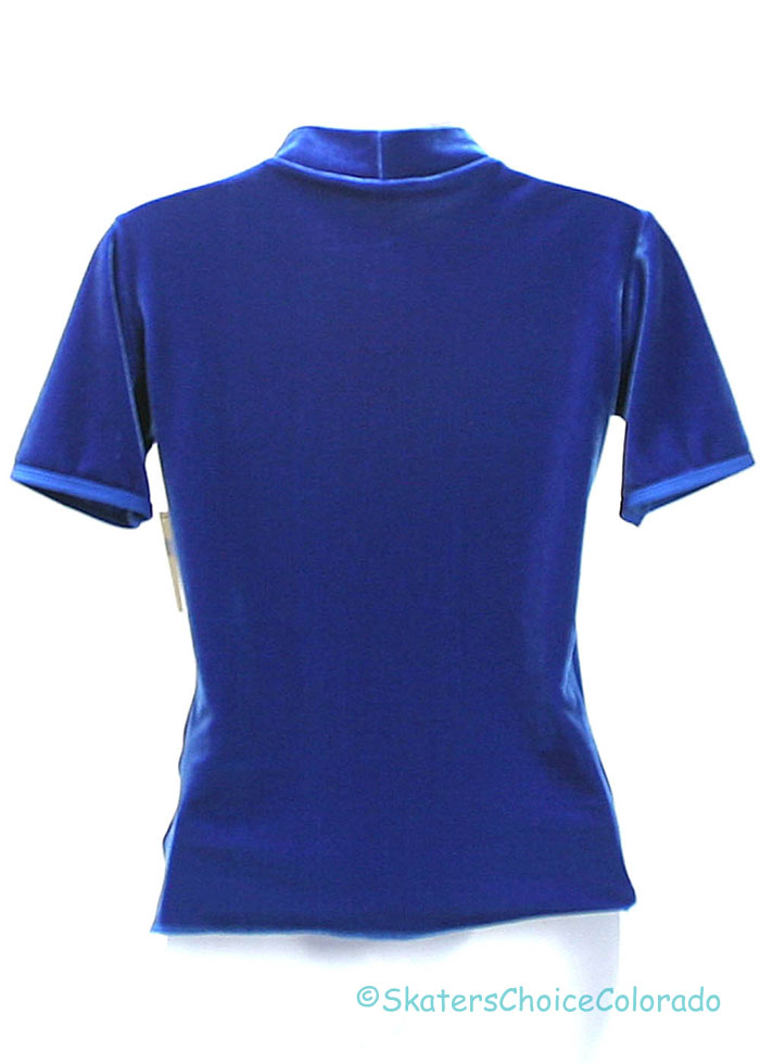 Consignment Shirt SixO Royal Blue Velvet Stone Shoulders Adult S - Click Image to Close