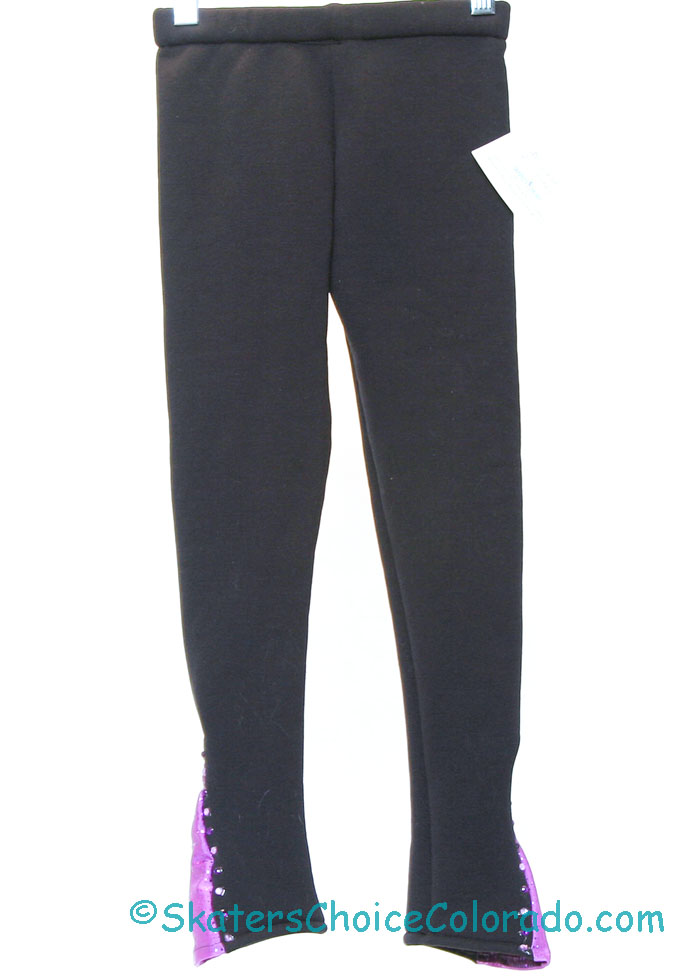 PolarTec Custom Black Pant W Purple V Ankle Rhinestone Child XS - Click Image to Close