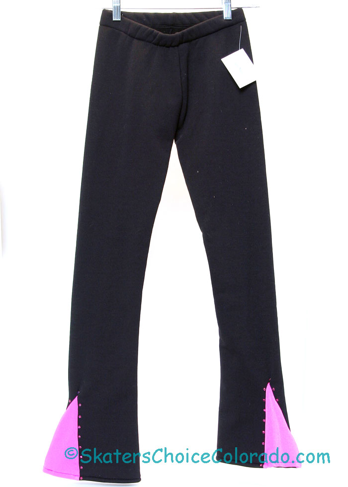 PolarTec Custom Black Pant W Hot Pink V Ankle Rhinestone Adult S - Click Image to Close