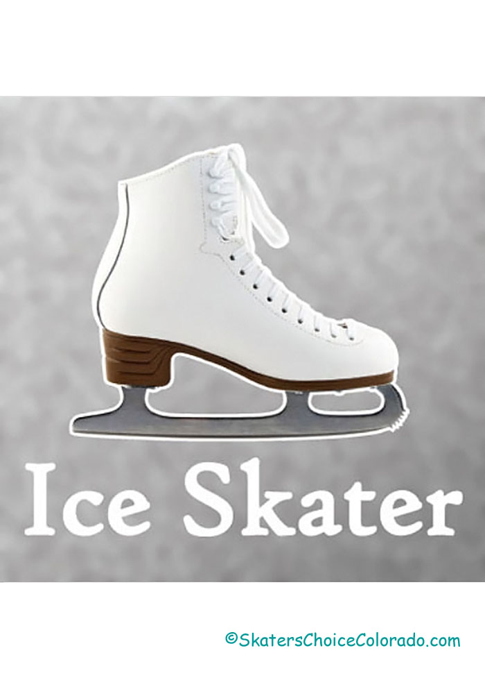 Decal White Skate With "Ice Skater" Underneath 5"x5.5" - Click Image to Close