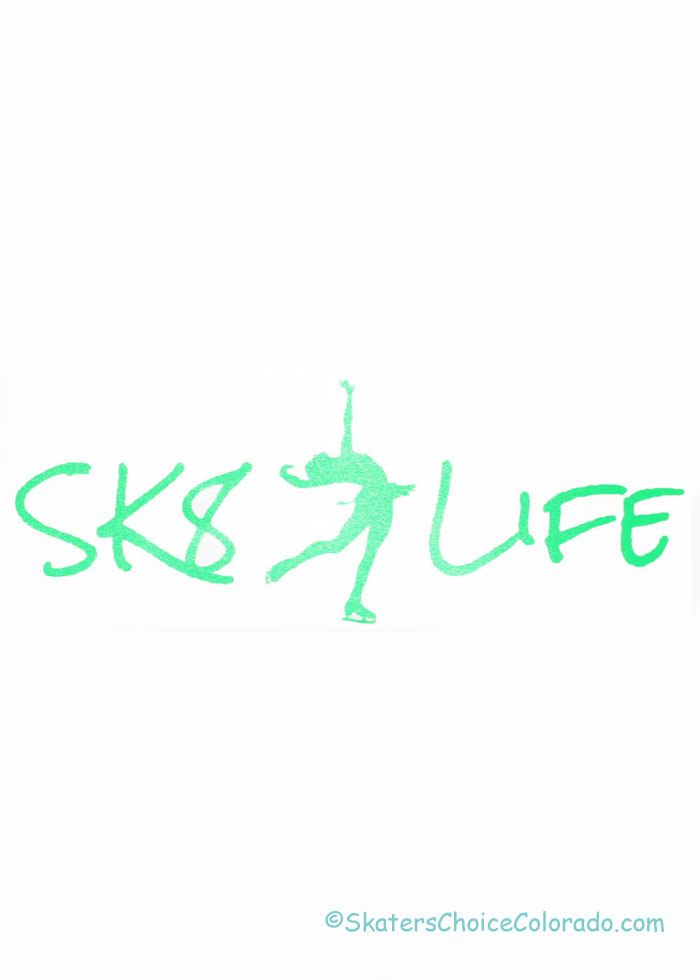 Ice Skater Vinyl Window Decal Lime "SK8 Life" Female Layback - Click Image to Close