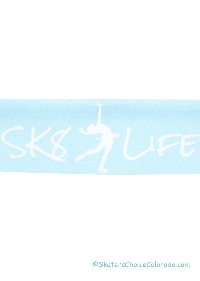 Ice Skater Vinyl Window Decal White "SK8 Life" Female Layback - Click Image to Close