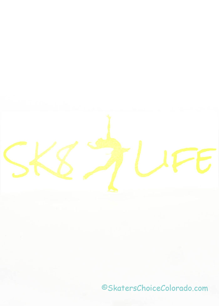 Ice Skater Vinyl Window Decal Yellow "SK8 Life" Female Layback - Click Image to Close