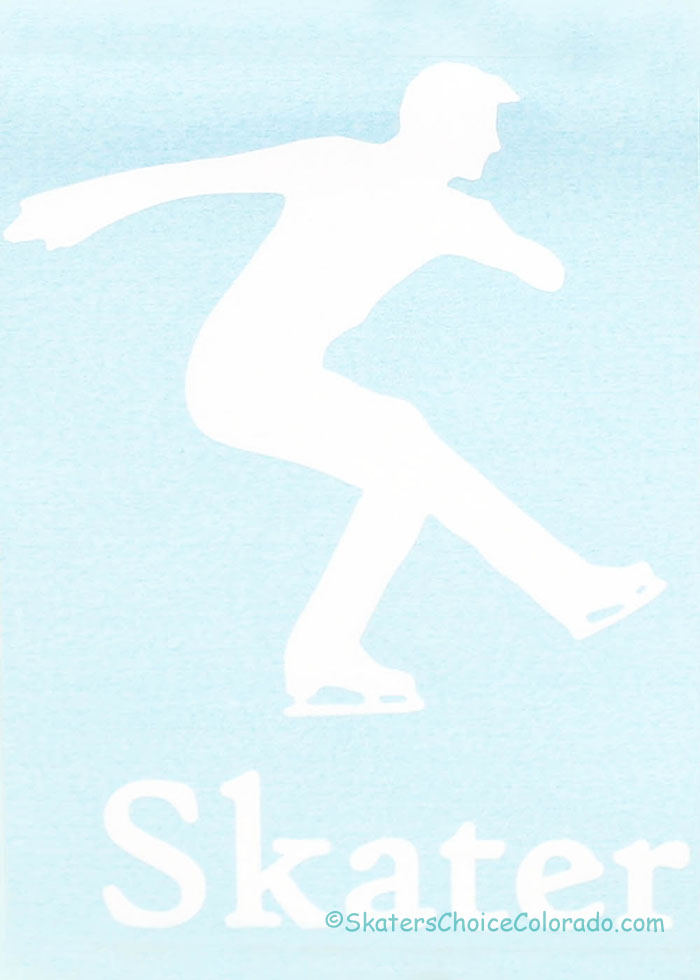 Decal Vinyl Window "Skater" White Male Skater Spin - Click Image to Close