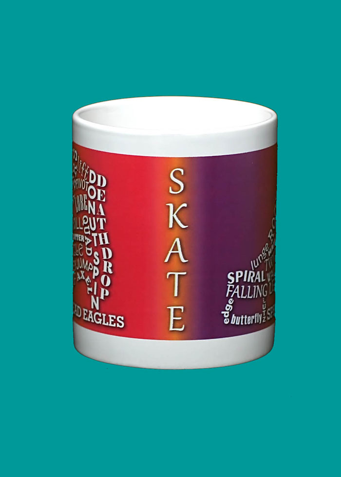 Skate Coffee Cup White Ceramic Mug with Skating Terms - Click Image to Close