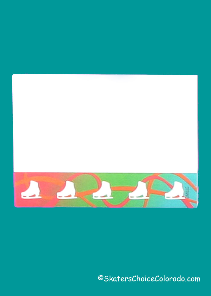 Sticky Notes "Swirls W White Skates at Bottom" 3 x 4 Inch - Click Image to Close