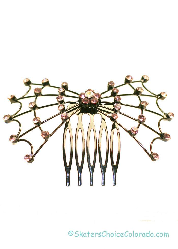 Hair Combs Black Wire Spider W Lavender Rhinestones - Click Image to Close