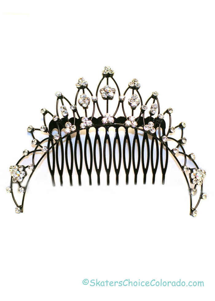 Hair Comb W Rhinestones Black Flower Crown - Click Image to Close