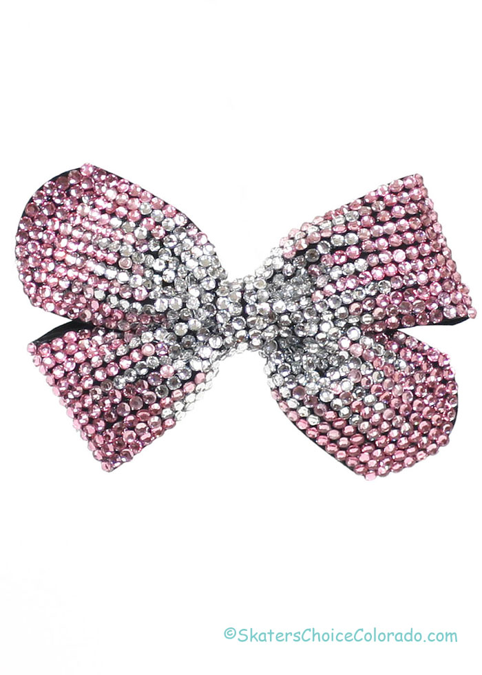Bow Clip Rhinestone Pink Clear - Click Image to Close