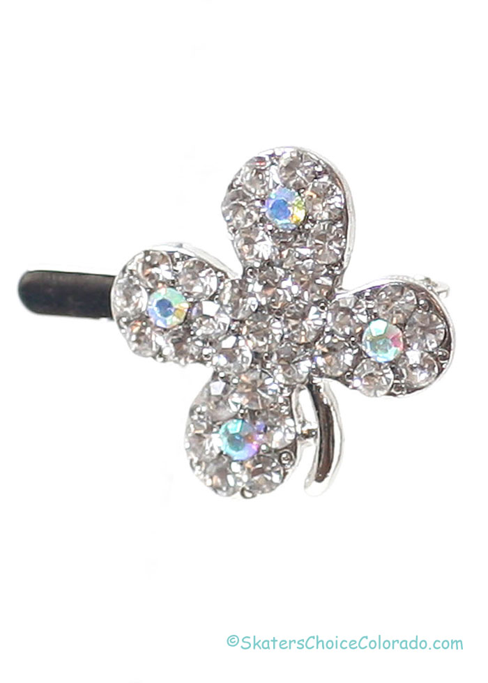 Magnetic Rhinestone Hair Clips 4 Leaf Clover 3 Per Package - Click Image to Close