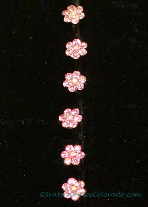 Hair Pins Flower Design Pink Rhinestones - Click Image to Close