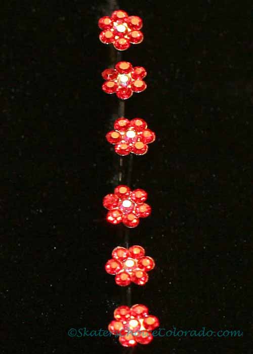 Hair Pins Flower Design Red Rhinestones - Click Image to Close