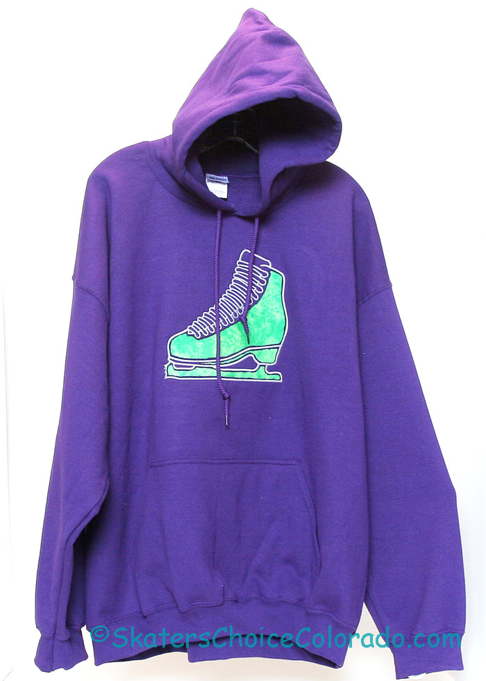 Custom Embroidered Hoodie Purple Green Skate Front Adult L - Click Image to Close