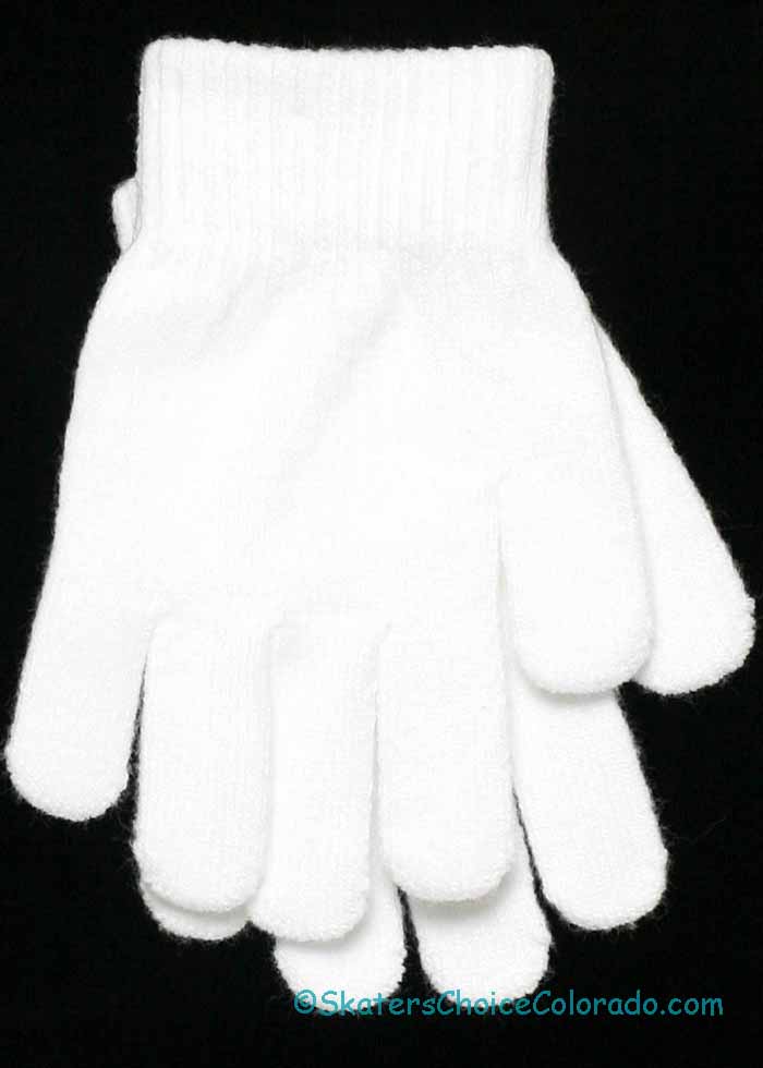 Basic Plain Ice Skating Gloves White - Click Image to Close