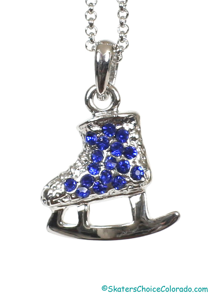 Fashion Jewelry Blue Rhinestone Ice Skate Charm Pendant - Click Image to Close
