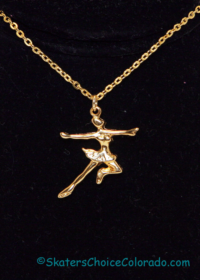 Jewelry Gold Skater Necklace on a 16 Inch Chain - Click Image to Close