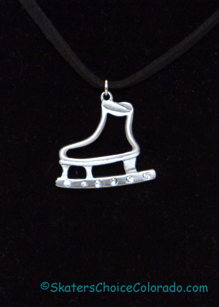 Jewelry Pewter Skate Pendant on Suede Cord Black - Click Image to Close