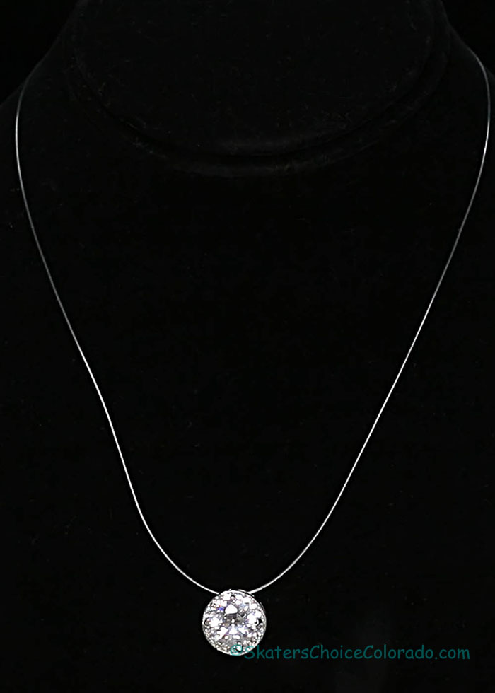 16 Inch Silver and Crystal Floating Necklace - Click Image to Close