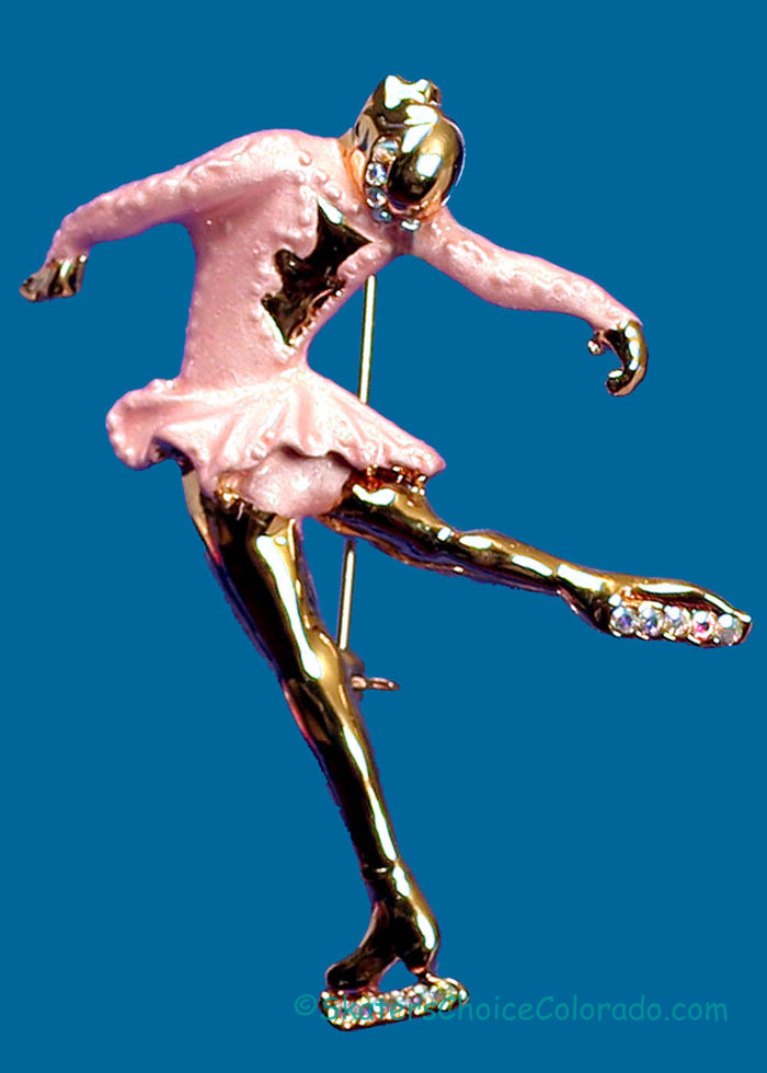 Pin Enamel Layback Skater Pin Pink Dress - Click Image to Close