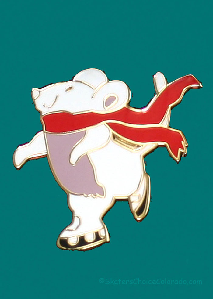 Pin Mouse With Red Scarf on Ice Skates - Click Image to Close