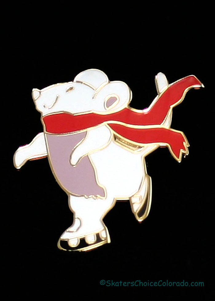Pin Mouse With Red Scarf on Ice Skates - Click Image to Close