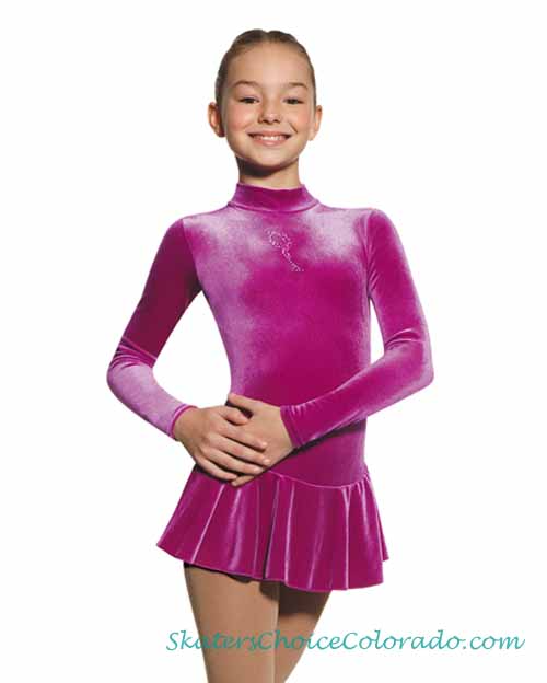 Mondor Velvet Long Sleeve Skater Rhinestone Applique Child 8-10 - Click Image to Close