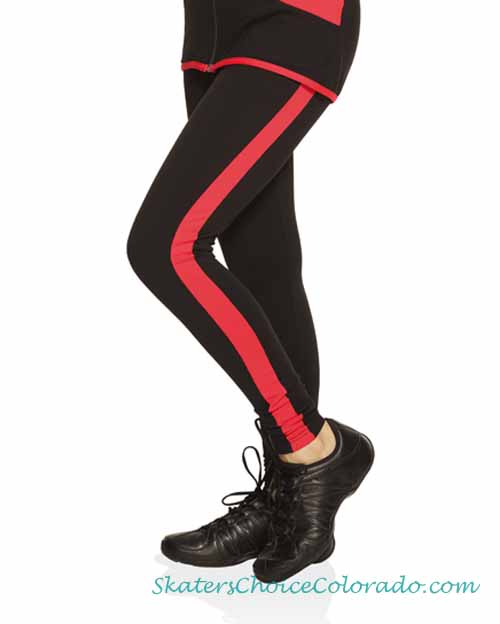 Mondor Black Leggings with Red Stripe on Both Sides 4802 - Click Image to Close