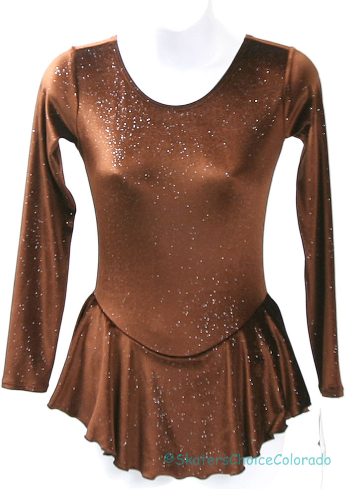 Motionwear 8023 Long Sleeve Velour Dress Chocolate Adult S - Click Image to Close
