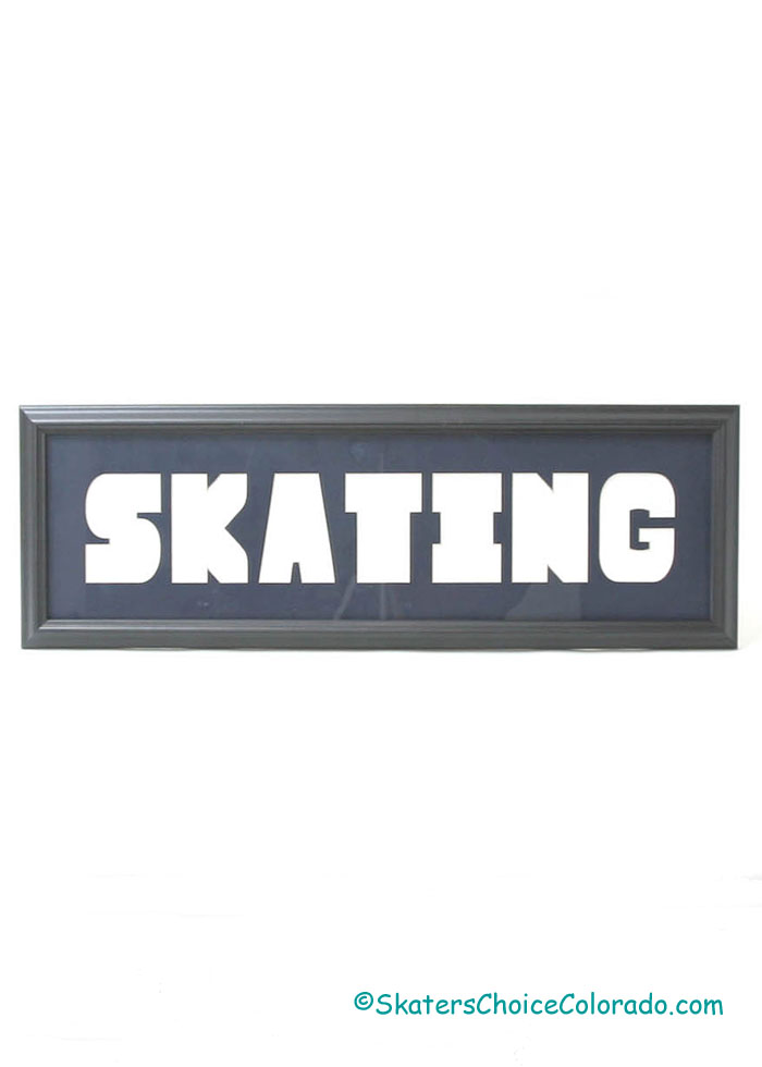 Framed "Skating" Mat in Blue with Black Frame - Click Image to Close