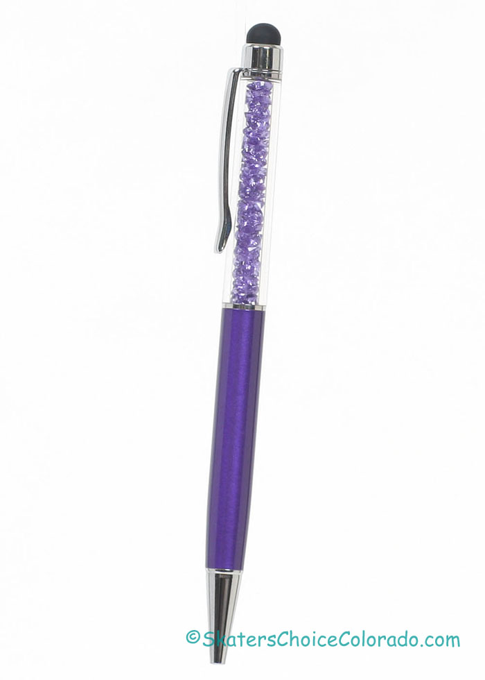 Crystal Ball Point Pen W Touch Screen Stylus Purple - Click Image to Close