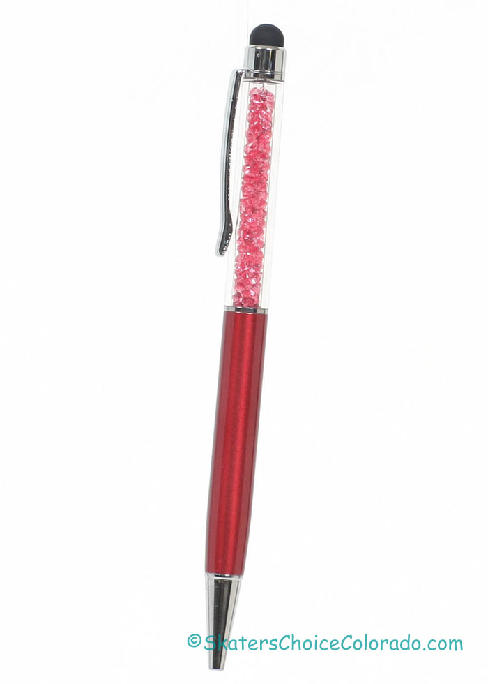 Crystal Ball Point Pen W Touch Screen Stylus Red - Click Image to Close