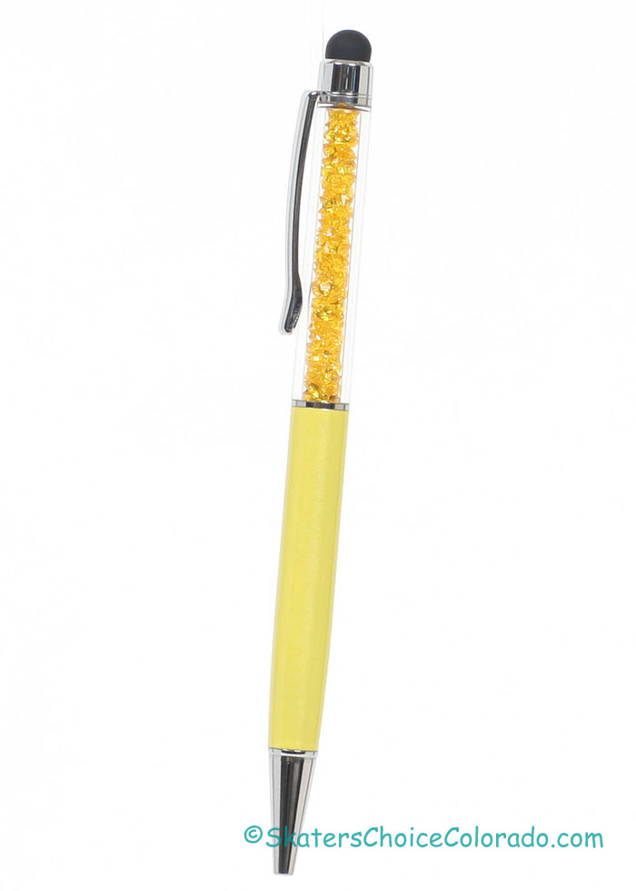 Crystal Ball Point Pen W Touch Screen Stylus Yellow - Click Image to Close