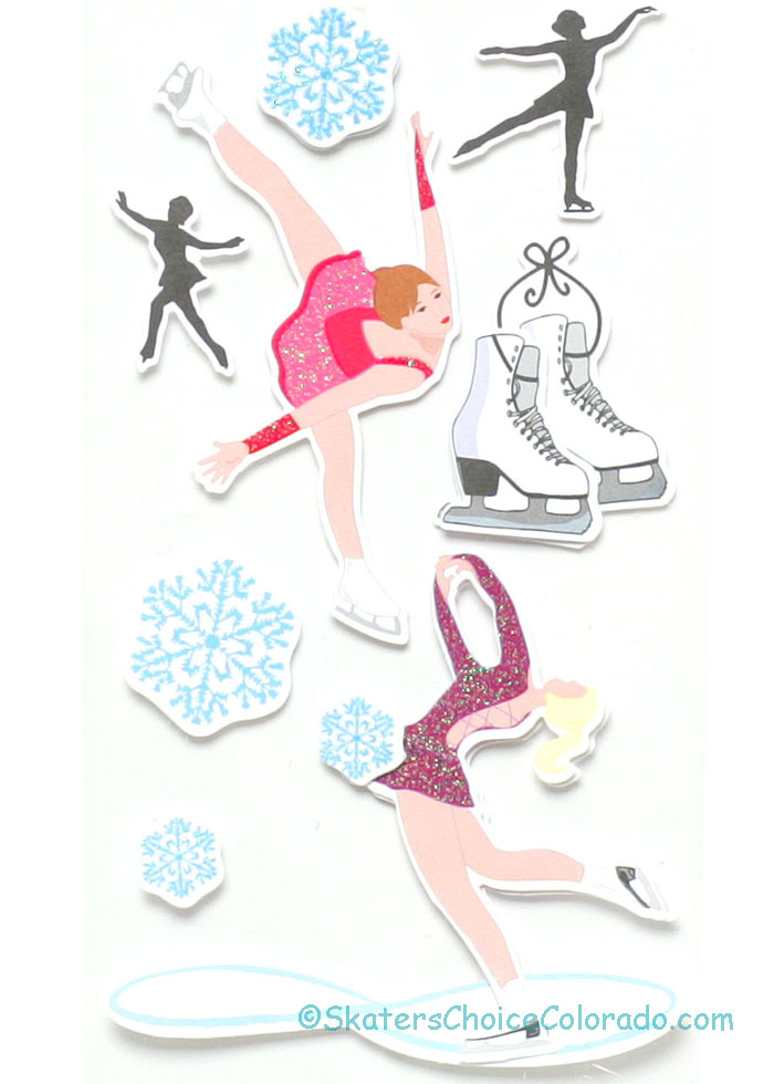 Ice Skating Stickers for Scrapbooking 3D 9 Piece - Click Image to Close