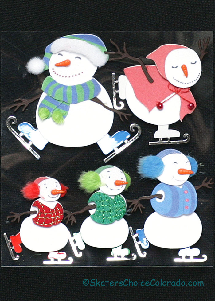 Ice Skating Stickers for Scrapbooking Snowman 5 Piece - Click Image to Close