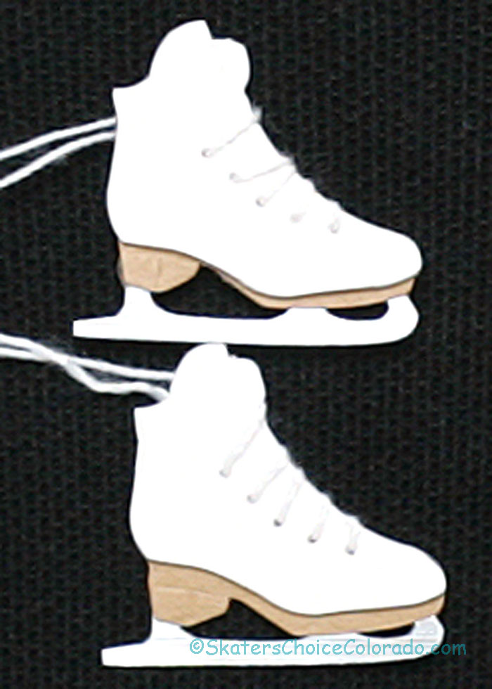 Ice Skating Sticker White Pair of Skates for Scrapbooking 1 Inch - Click Image to Close