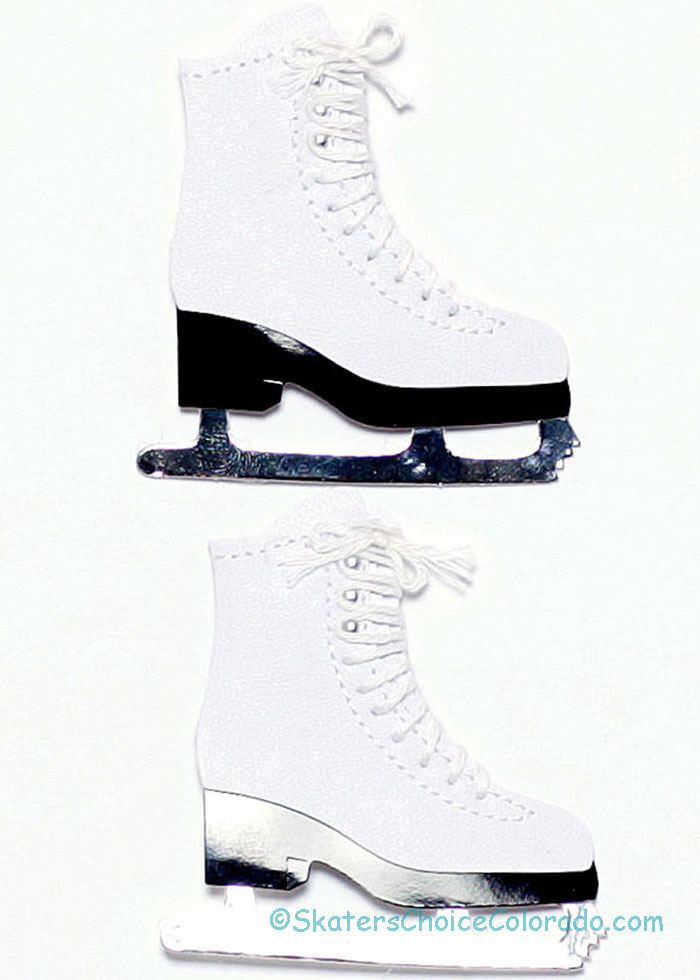 Ice Skating Sticker White Pair of Skates for Scrapbooking 2.5 In - Click Image to Close