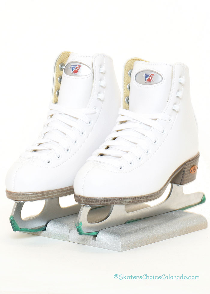 New Riedell White Size 1 Medium Width W GR4 Blades 8 1/3 - Click Image to Close
