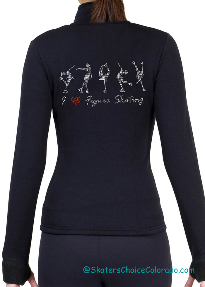 I Love Figure Skating Jackets 5 Poses Clear Rhinestone Adult M - Click Image to Close