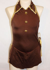Consignment Custom Dress 3 Piece Lycra Halter Gold Child 8-10