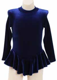 Body Wrappers LS Mock Turtleneck Full Skirt Dress Navy Child 3-4
