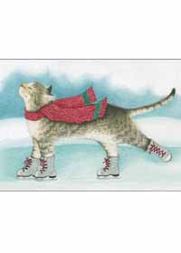 Winter Bliss Skating Cat 5x7 Christmas Card Box