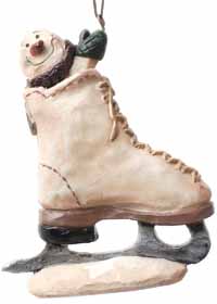 * Snowman in Resin Skate Ornament *