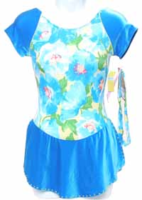Consignment New GK Floral Lycra SS Match Velvet Skirt Adult S