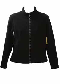 Consignment Black Fleece Jacket Rhinestone Zipper Adult S