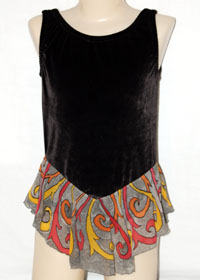 Consignment Black Velvet Sleeveless Painted Skirt Child 8-10
