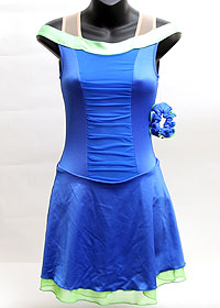 Consignment Blue Lycra Dress Lime Green Accent Child 12-14