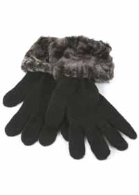 Faux-Fur Cuff Gloves Pewter Leopard For Women